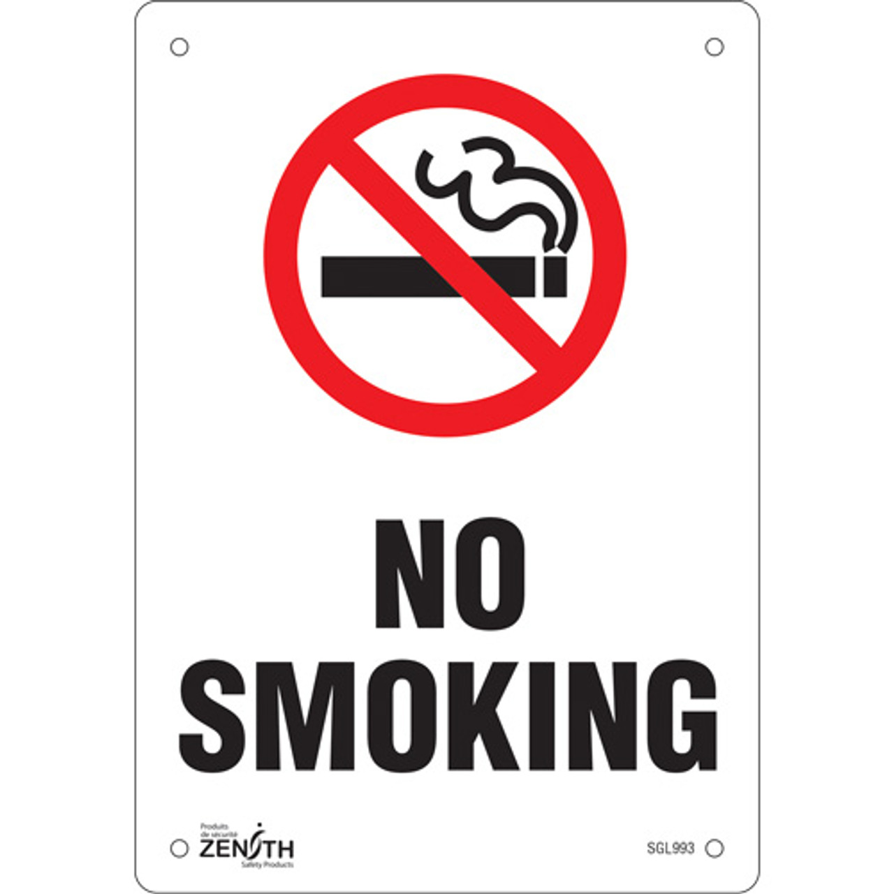 No Smoking Enseigne 10x7 Aluminium Anglais Pictogramme