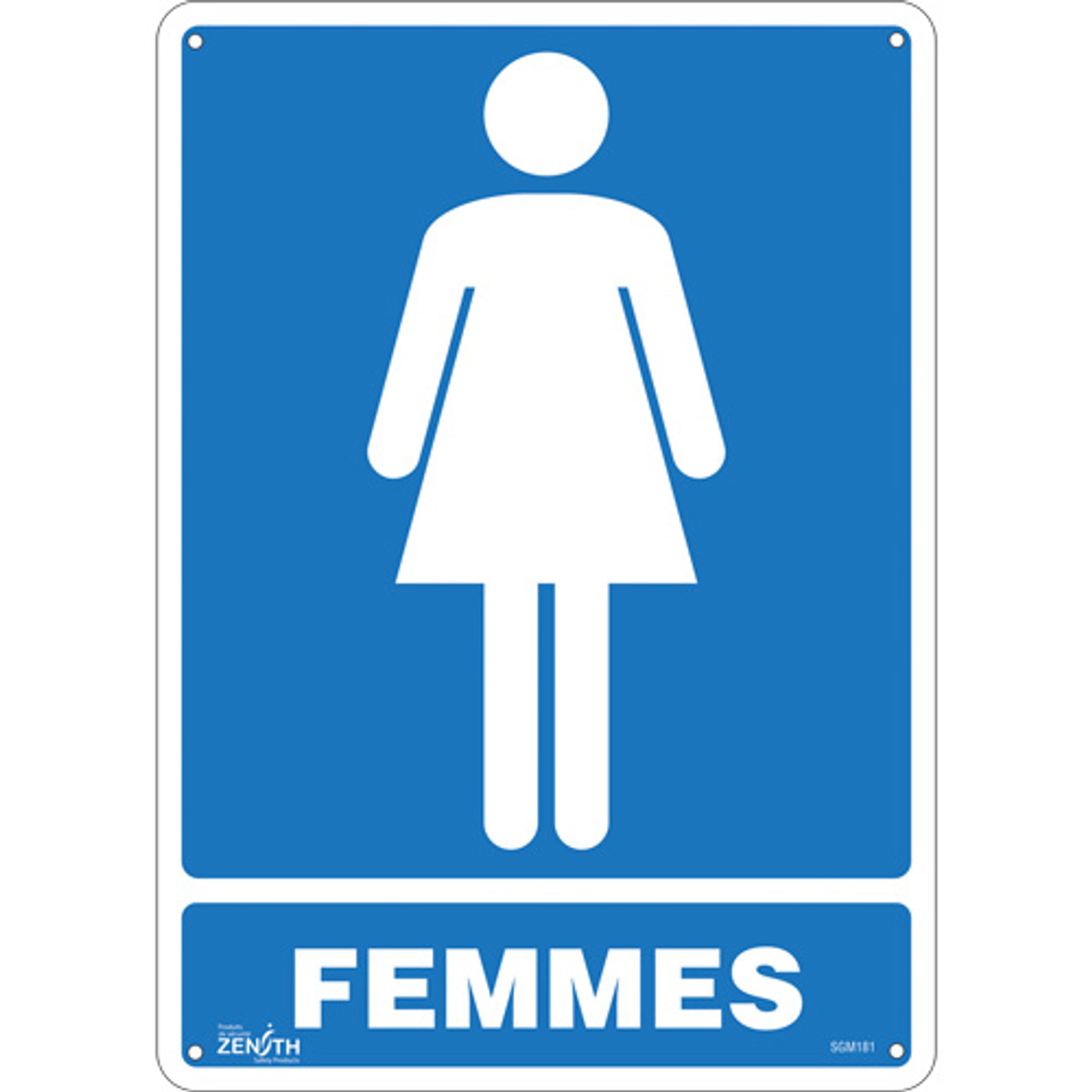 Enseigne pour femmes 14x10 en plastique avec pictogramme en français