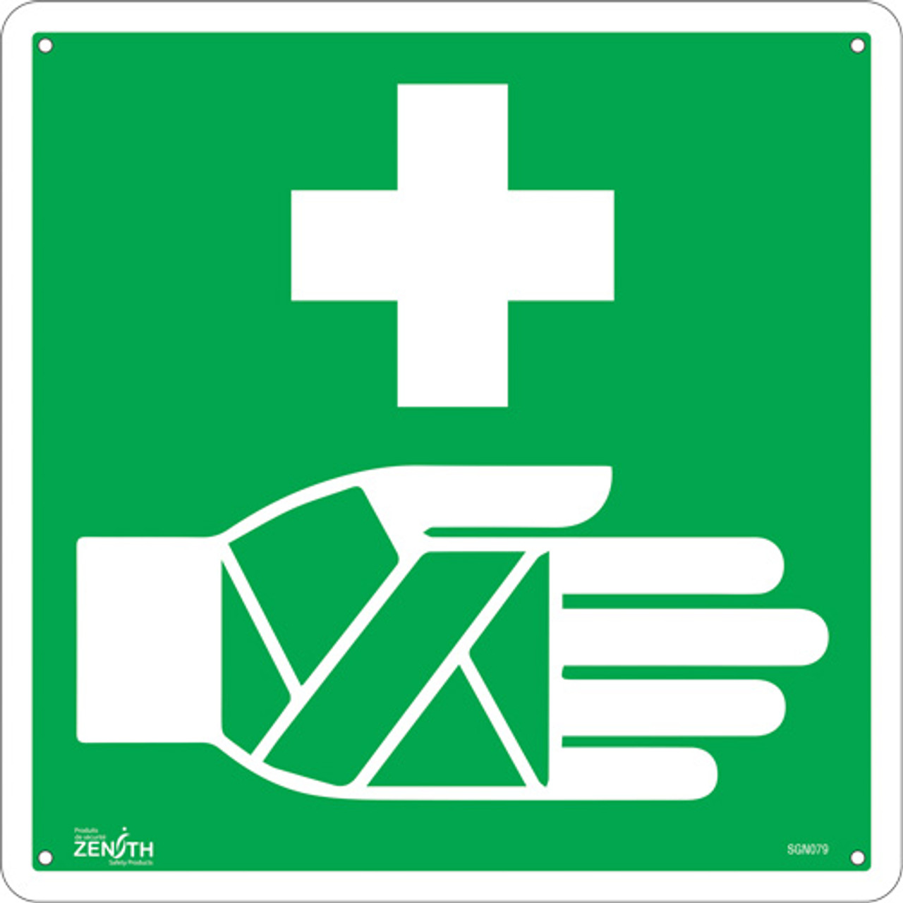 Enseigne sécurité CSA Premiers Soins 12x12 Plastique Pictogramme