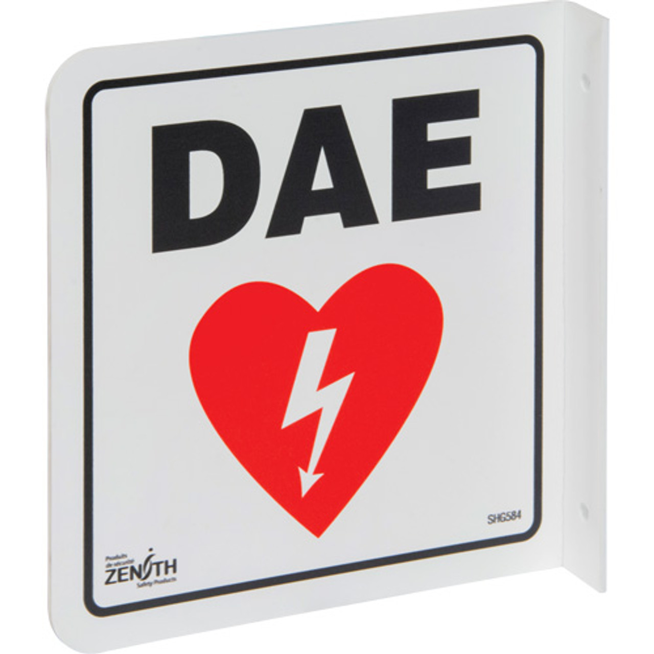 Enseigne projection 90° "DAE" 8x8 Plastique Français pictogramme