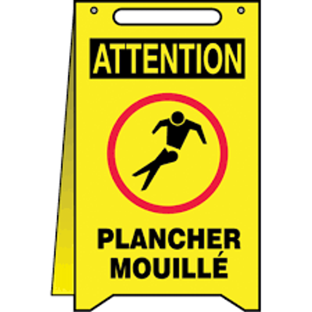 Panneaux pliables "Plancher mouillé" en français avec pictogramme