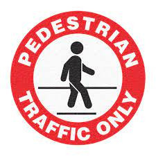 Panneau signalisation sol "Pedestrian Traffic Only" adhésif anglais pictogramme