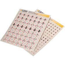 Assortiment étiquettes pictogrammes SGH Vinyle Feuille 1x1