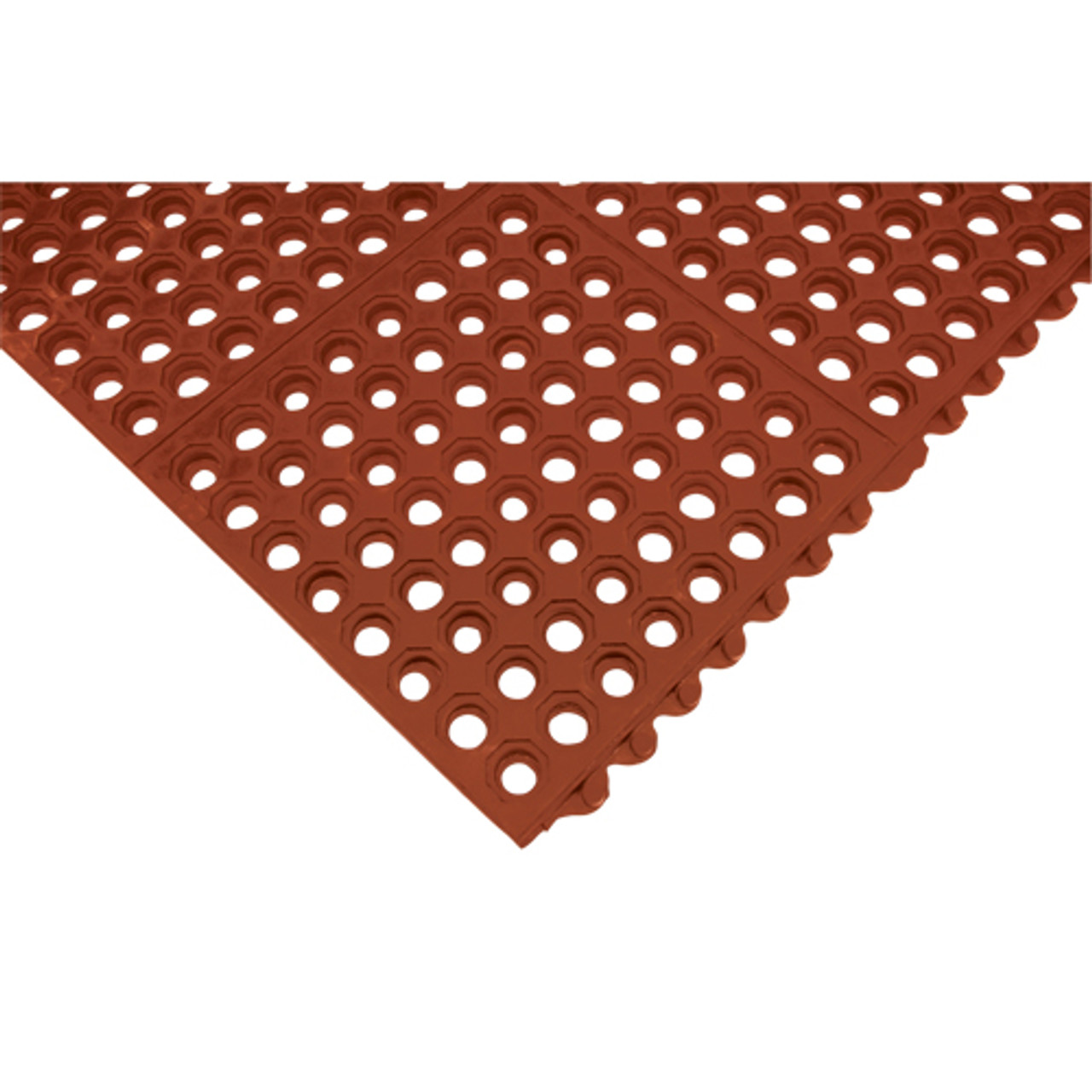 Tapis modulaire antifatigue brun en nid d'abeilles, 3' x 3' x 1/2", en nitrile/caoutchouc