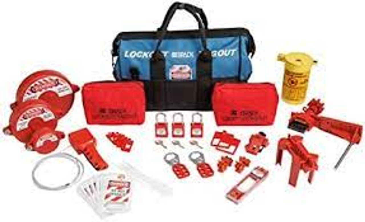 Trousse cadenassage étiquetage avec cadenas sécurité nylon sac sport, Ensemble Électrique/Vanne, 31 composants