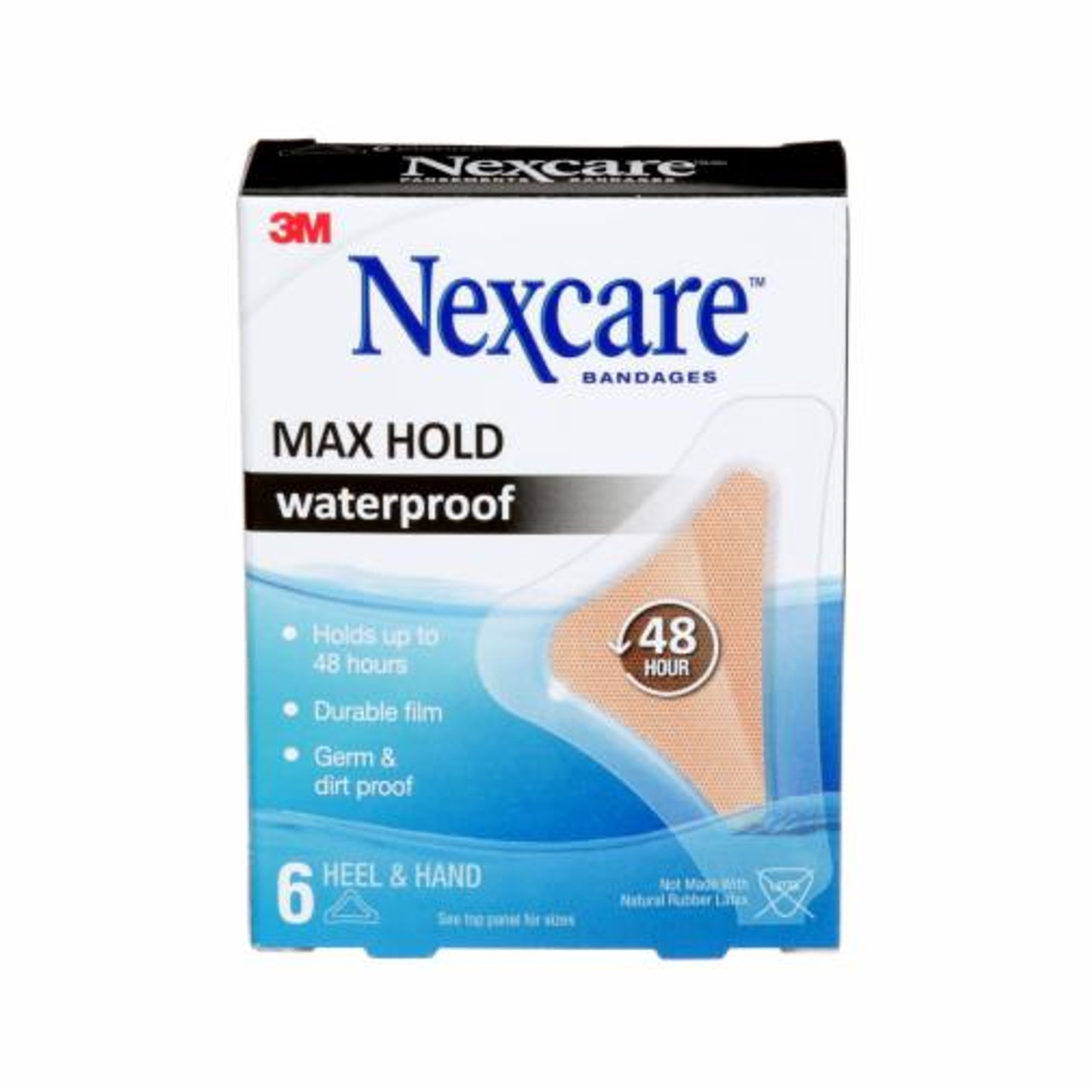 Pansements imperméables tenue maximale NexcareMC Main/Talon 3-1/2" Plastique Stérile