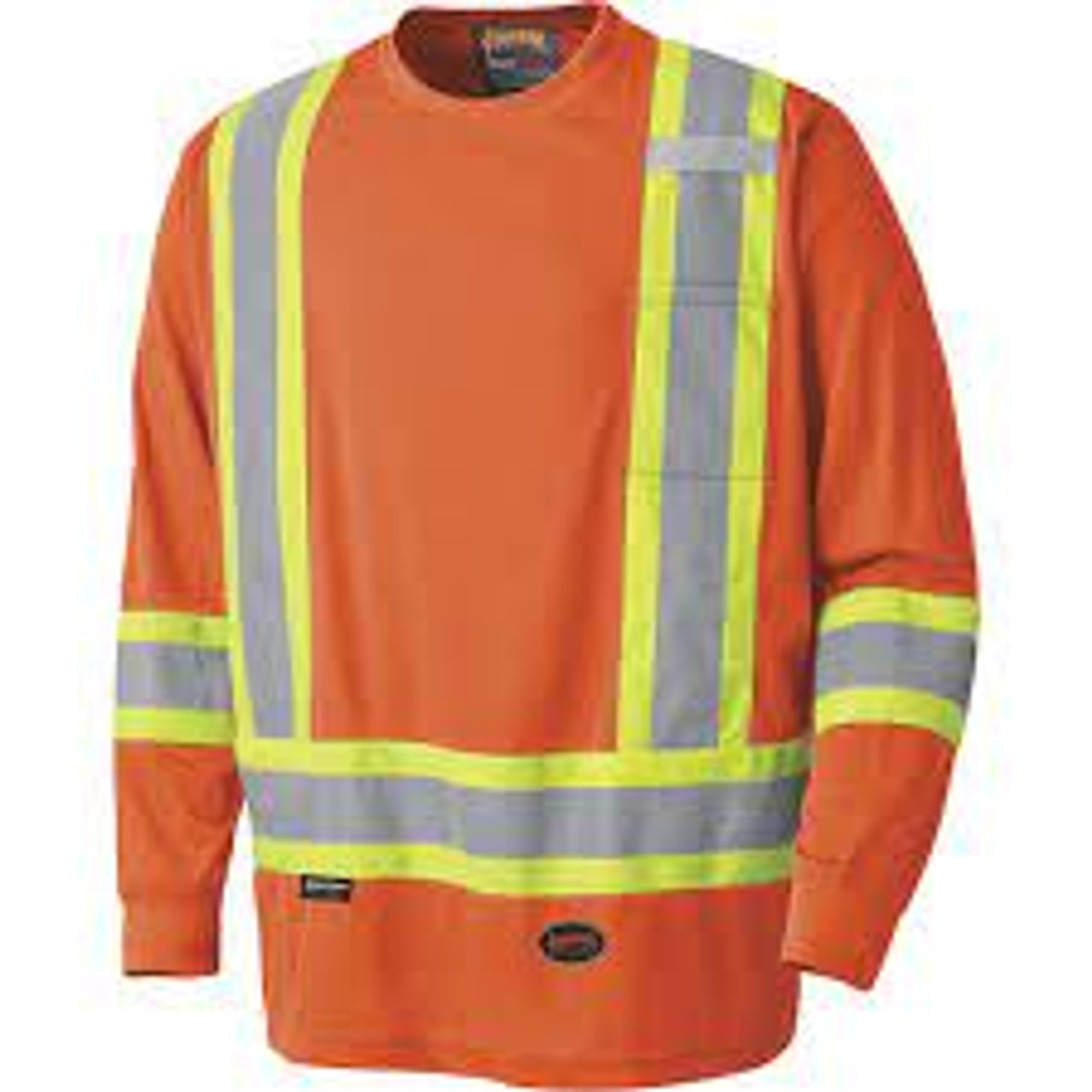 Chandail manches longues haute visibilité, Polyester, Grand, Orange haute visibilité