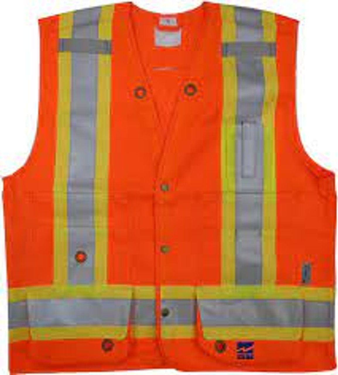 Veste sécurité arpenteur Orange visibilité 3T-Grand Polyester CSA Z96 classe 2 niveau 2