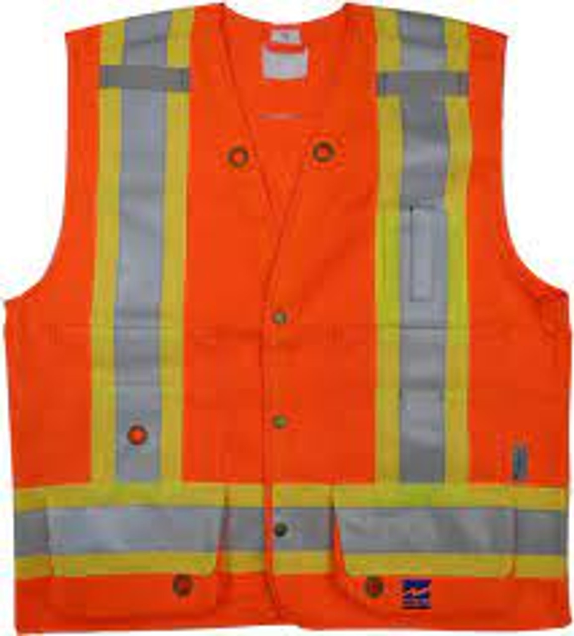 Veste sécurité arpenteur Orange visibilité 4T-Grand Polyester CSA Z96 classe 2 niveau 2
