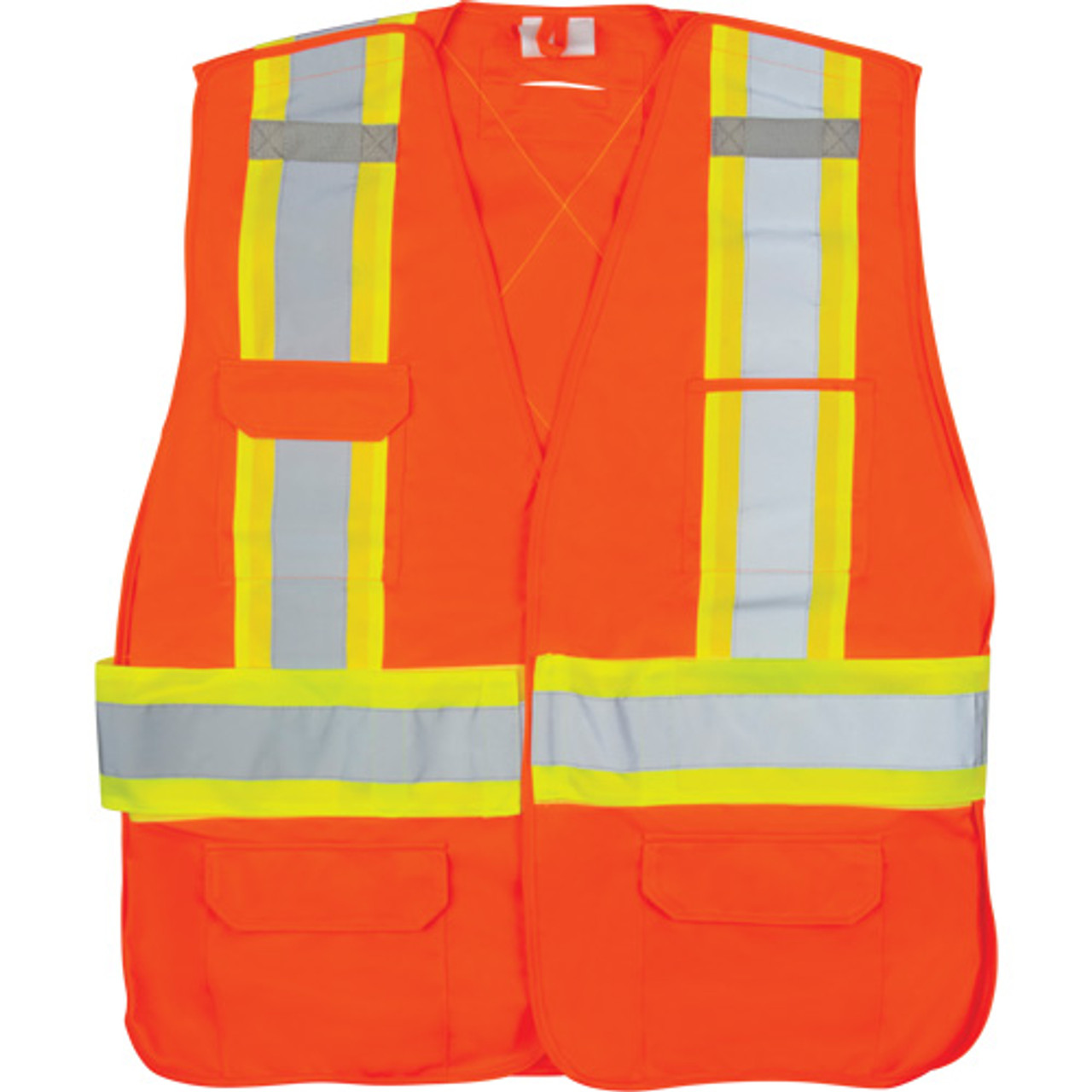 Veste haute visibilité d'arpenteur, Orange, Taille Moyenne, Matière en Polyester, Conforme à la norme CSA Z96, Classe 2 - Niveau 2