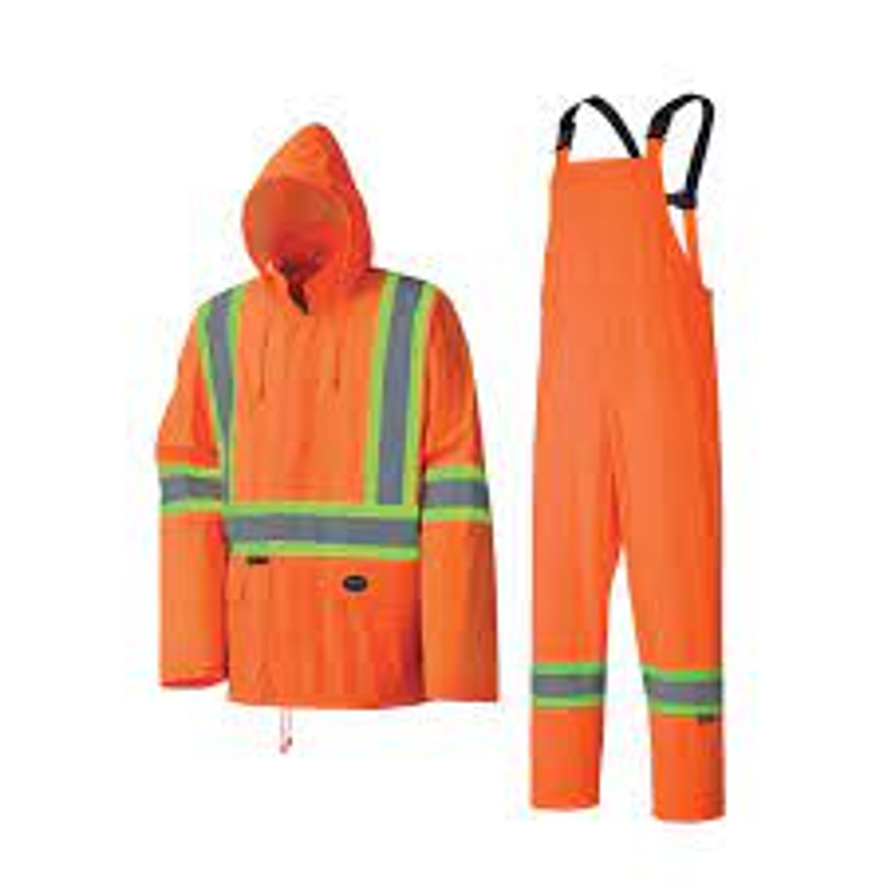 Combinaison pluie imperméable légère Polyester/PVC Grand Orange visibilité élevée
