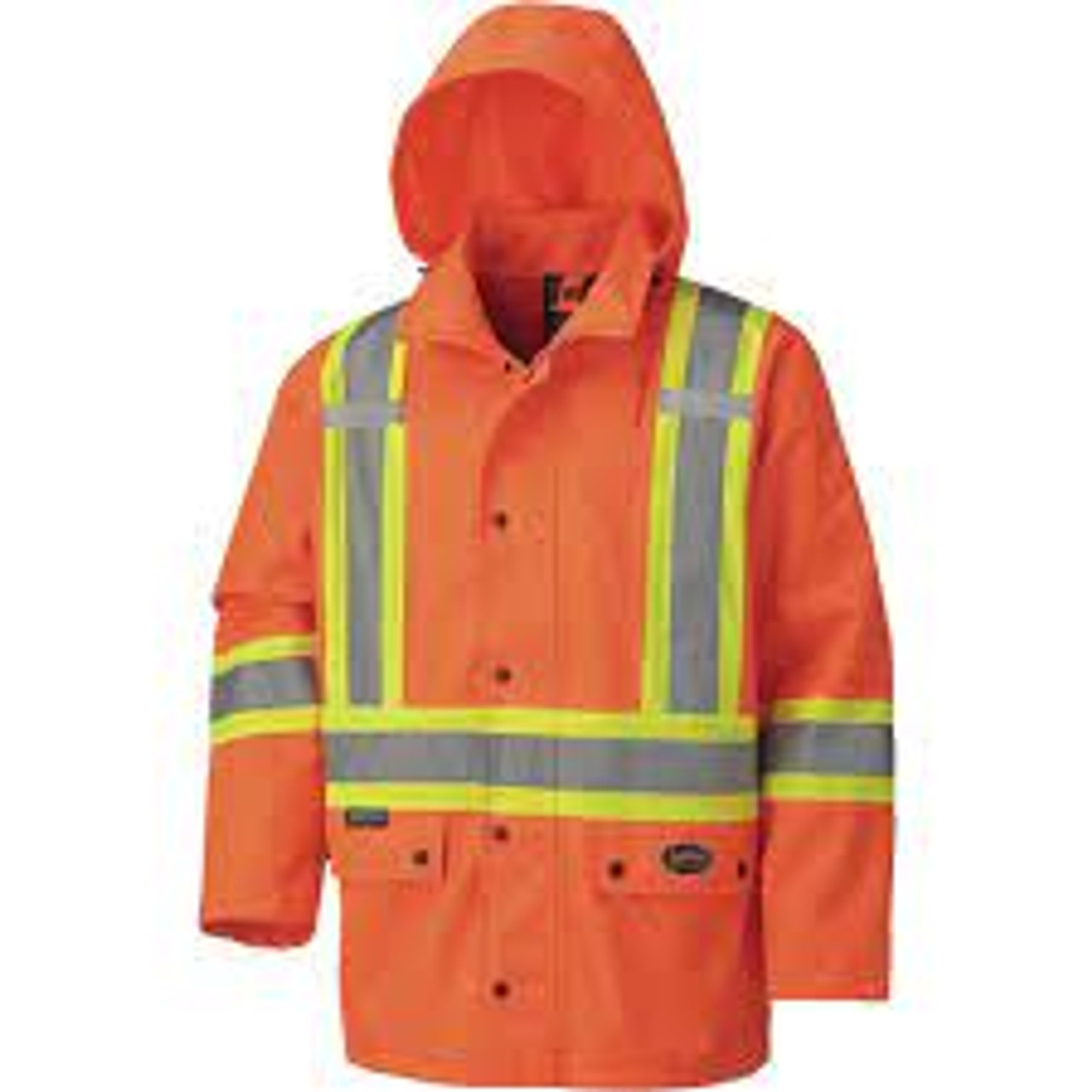 Veste sécurité imperméable capuchon amovible 450D Polyester Orange haute visibilité Moyen