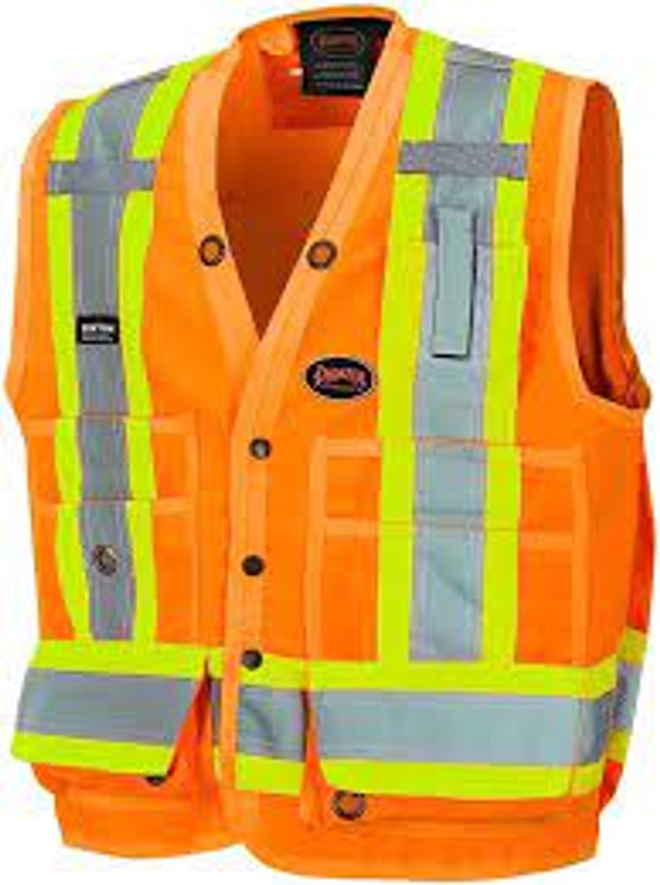 Veste sécurité arpenteur Orange visibilité 3T-Grand Polyester CSA Z96 classe 2 niveau 2 V1010150-3XL