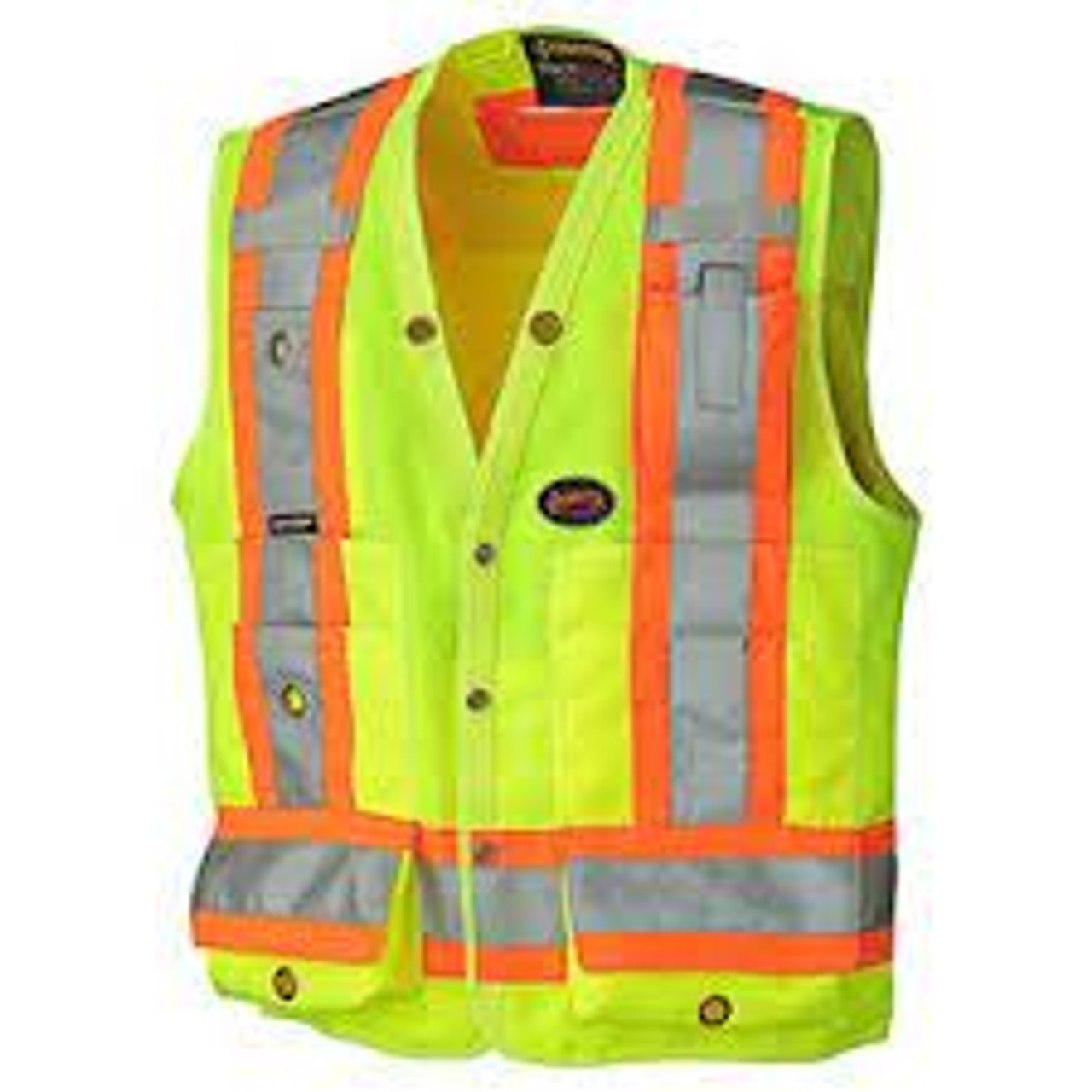 Veste sécurité arpenteur Jaune lime visibilité T-Grand Polyester CSA Z96 classe 2 niveau 2 V1010140-XL