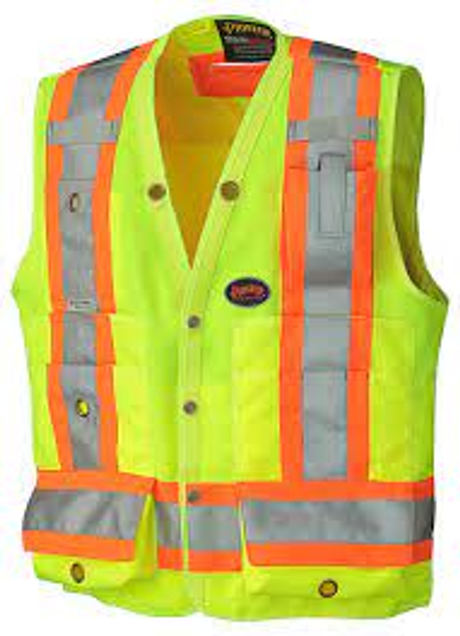 Veste sécurité arpenteur Jaune lime visibilité Petit Polyester CSA Z96 classe 2 niveau 2 V1010140-S