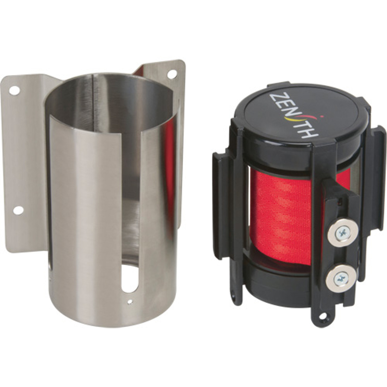Barrière fixation murale ruban magnétique, Acier, Fixation vis, 7 pieds, Ruban Rouge SGR024