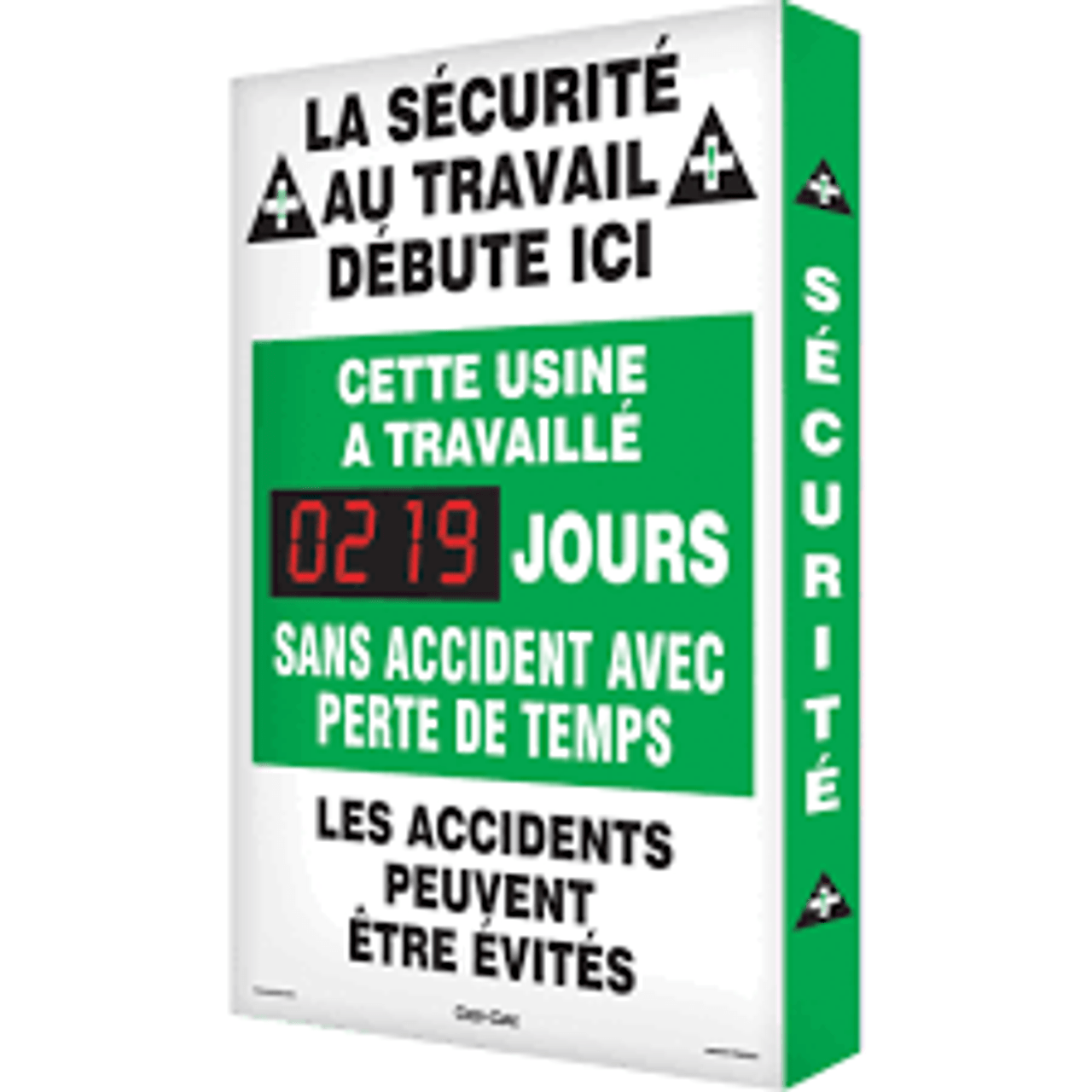Panneau électronique Digi-DayMC 3 "Jours sans accident" 28x20 Aluminium Français pictogramme FRSCK113