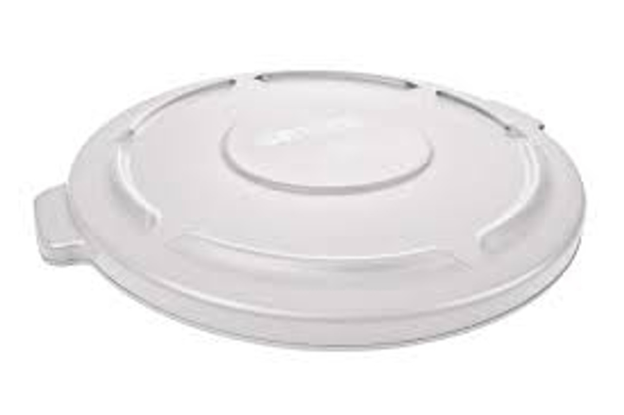 Couvercle rond Brute, Couvercle plat en plastique/polyéthylène pour contenants de 19-7/8" de diamètre. FG261960WHT