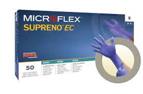 Gants Supreno EC, Taille Petit, Matière Nitrile, Épaisseur 5,5-mil, Sans poudre, Couleur Bleu, Classe 2 Gants Supreno EC, Taille Petit, Matière Nitrile, Épaisseur 5,5-mil, Sans poudre, Couleur Bleu, Classe 2