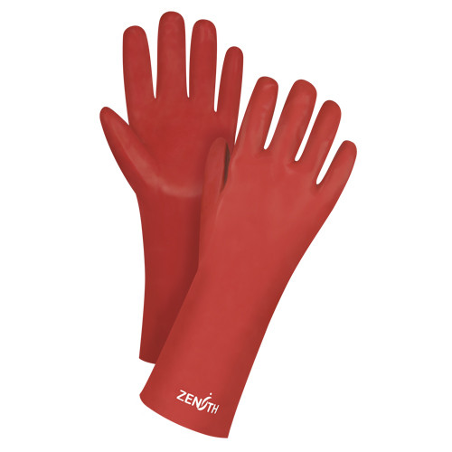 Gants fini lisse, Taille Grand 9, 14" lo, PVC, Doublure Interlock, 47-mil Gants fini lisse, Taille Grand 9, 14" lo, PVC, Doublure Interlock, 47-mil