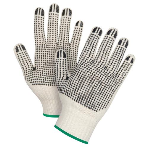 Gants pois poly/coton deux côtés calibre 7 moyen Gants pois poly/coton deux côtés calibre 7 moyen
