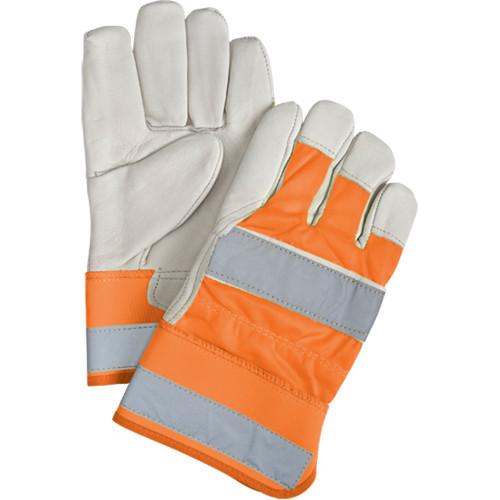 Gants ajusteur haute visibilité première qualité, Grand, Cuir fleur de vache, Doublure coton Gants ajusteur haute visibilité première qualité, Grand, Cuir fleur de vache, Doublure coton