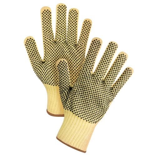 Gants tricot pois, Taille Grand/9, Calibre 7, Revêtement PVC, Enveloppe KevlarMD, ASTM ANSI A2/EN 388 niveau 3