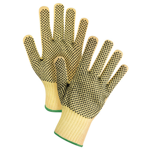 Gants tricot pois, Taille Moyen/8, Calibre 7, Revêtement PVC, Enveloppe KevlarMD, ASTM ANSI A2/EN 388 niveau 3
