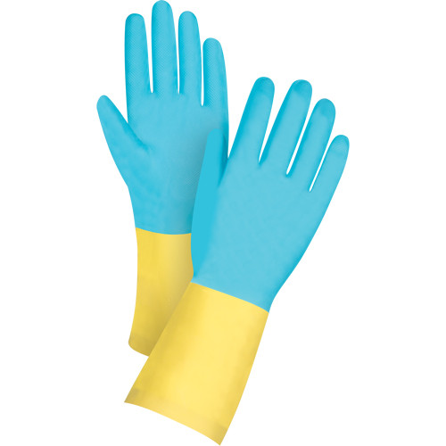 Gants chimiques résistants, Grand/9, 12" lo, Néoprène/Latex caoutchouc, Doublure Ouatée, 20 mils Gants chimiques résistants, Grand/9, 12" lo, Néoprène/Latex caoutchouc, Doublure Ouatée, 20 mils