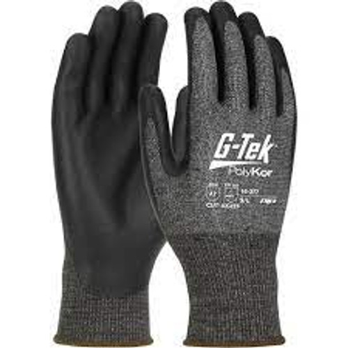 Gants résistants coupures G-Tek PolyKor X7MC, Taille Moyen, Calibre 18, Revêtement Polyuréthane, Enveloppe Polyéthylène, ASTM ANSI niveau A7/EN 388 niveau F
