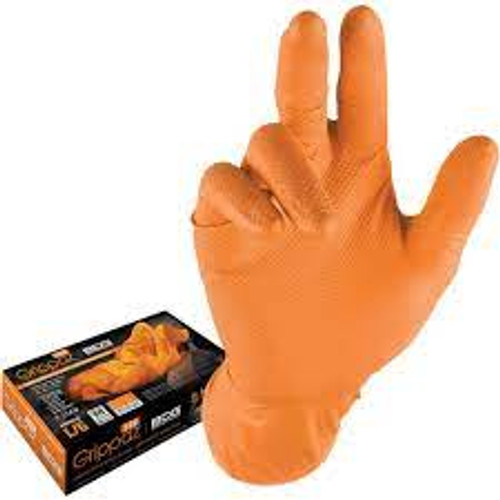 Gants jetables GrippazMC Skins, 2T-Grand, Nitrile, 6 mils, Sans poudre, Orange Gants jetables GrippazMC Skins, 2T-Grand, Nitrile, 6 mils, Sans poudre, Orange