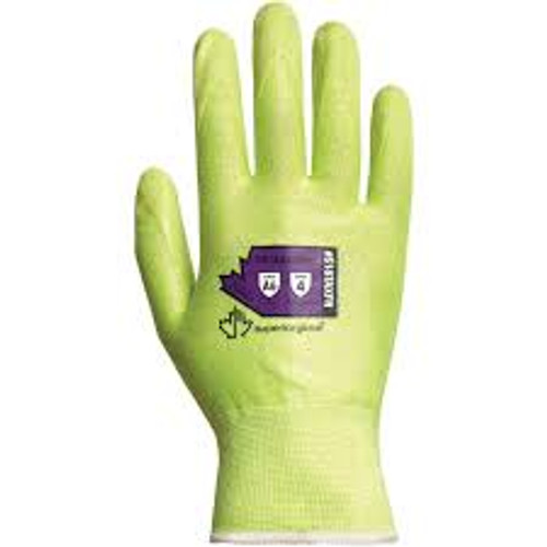 Gants coupures visibilité S18TAXFN, Taille 10, Calibre 18, Revêtement Nitrile Mousse, Enveloppe TenActivMC, ASTM ANSI niveau A6