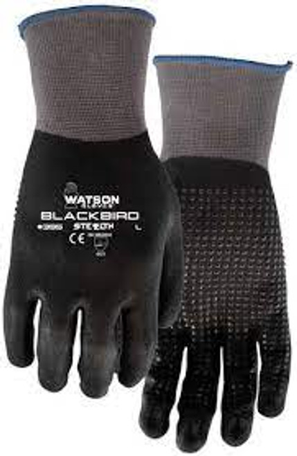 Gants Stealth Blackbird 395, Taille 9/Grand, Revêtement en mousse de nitrile, Calibre 15, Enveloppe en nylon Gants Stealth Blackbird 395, Taille 9/Grand, Revêtement en mousse de nitrile, Calibre 15, Enveloppe en nylon