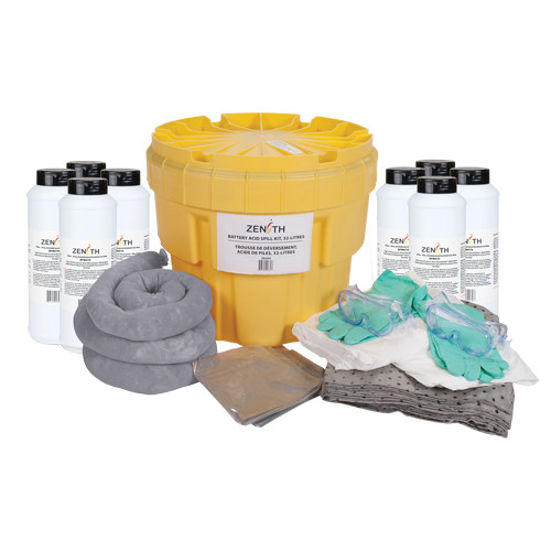Trousse lutte déversements acide piles, Matières dangereuses, Overpack/Baril récupération, Absorbance 20 gal. US Trousse lutte déversements acide piles, Matières dangereuses, Overpack/Baril récupération, Absorbance 20 gal. US