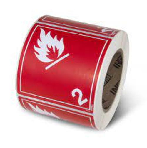 Étiquettes expédition gaz inflammables 4" x 4" Blanc rouge Étiquettes expédition gaz inflammables 4" x 4" Blanc rouge