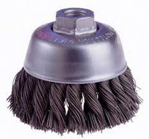 Brosse à fil noué 3-1/2" x 5/8"-11 arbre Brosse à fil noué 3-1/2" x 5/8"-11 arbre