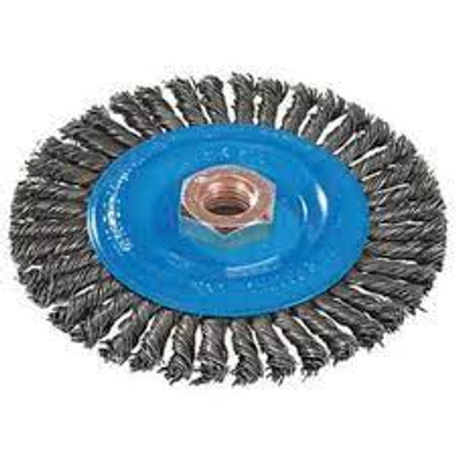 Brosse fils noués cordons soudure Dia. 4" Fils 0,02" Arbre 5/8"-11 Aluminium/Acier inoxydable Brosse fils noués cordons soudure Dia. 4" Fils 0,02" Arbre 5/8"-11 Aluminium/Acier inoxydable