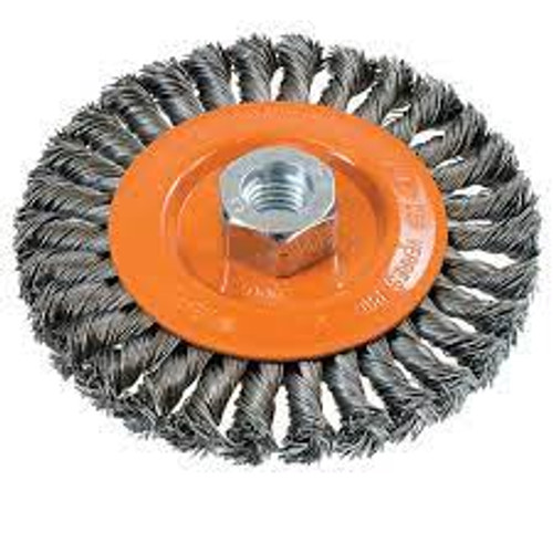 Brosse rotative fils noués large 5 pouces 0,02 pouces arbre 5/8-11 acier Brosse rotative fils noués large 5 pouces 0,02 pouces arbre 5/8-11 acier