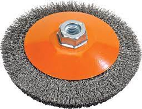 Meule soucoupe fils crêpés 5" dia Fils 0,012" Arbre 5/8"-11