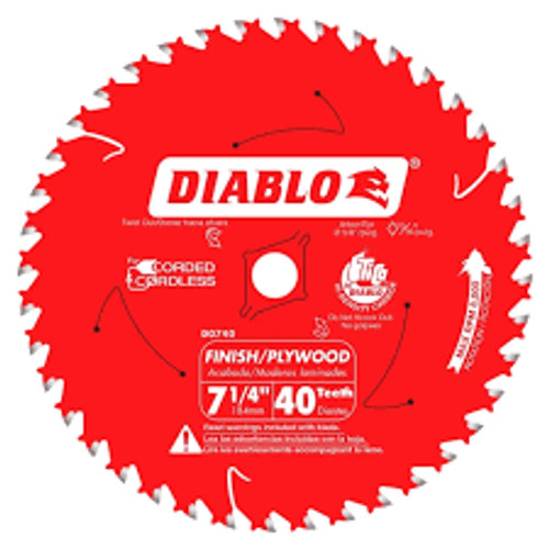 Scie entrepreneur - Scie finition, 7-1/4", 40 dents, Bois Scie entrepreneur - Scie finition, 7-1/4", 40 dents, Bois