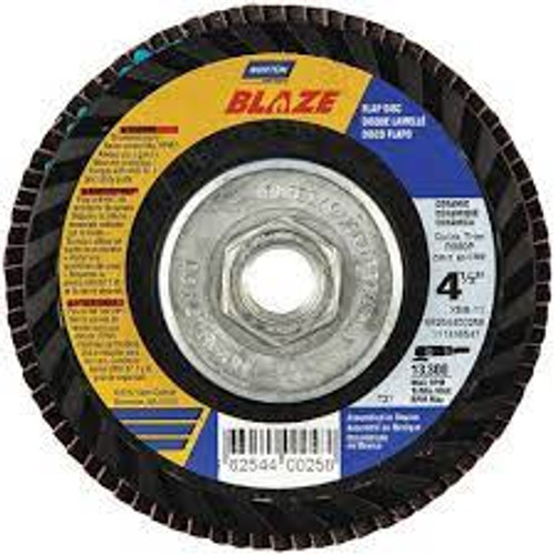 Disques lamelles Quick Trim SG Blaze R980P 4-1/2" x 7/8" Type 27 Grain 40 Céramique Disques lamelles Quick Trim SG Blaze R980P 4-1/2" x 7/8" Type 27 Grain 40 Céramique