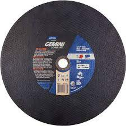Meules tronçonneuses renforcées découpage - GeminiMD, 14" x 3/32"/7/64", 1" Arbre, Type 1, Oxyde aluminium, 4365 Tr/min