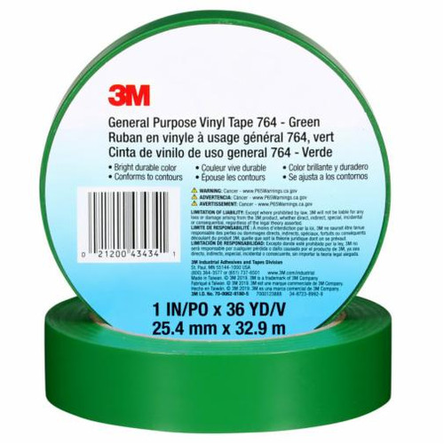 Ruban vinyle travaux généraux 764, 25,4 mm x 32,9 m, 5 mils, Vert