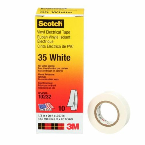 Rubans vinyle codage couleurs 35 ScotchMD, 12,7 mm x 6,1 m, Blanc, 7 mils Rubans vinyle codage couleurs 35 ScotchMD, 12,7 mm x 6,1 m, Blanc, 7 mils