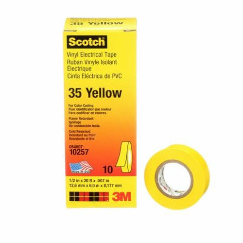 Rubans vinyle codage couleurs 35 ScotchMD 12,7 mm (1/2") x 6,1 m (20') Jaune 7 mils Rubans vinyle codage couleurs 35 ScotchMD 12,7 mm (1/2") x 6,1 m (20') Jaune 7 mils
