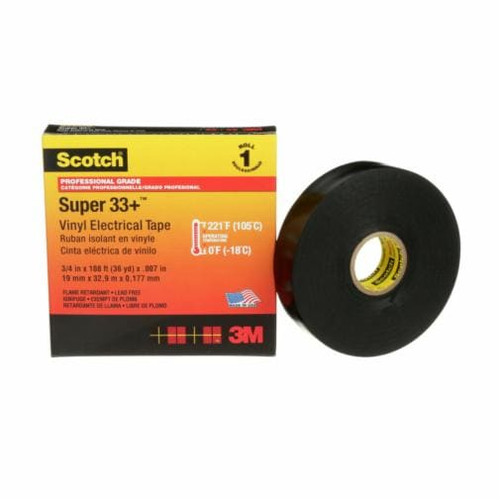 Ruban isolant vinyle Super 33+MC ScotchMD 19 mm x 33 m Noir 7 mils