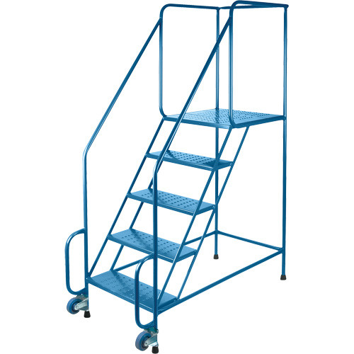 Échelles Tilt-N-Roll en acier avec 6 marches, largeur de 22" et hauteur de 56" avec marche palière de 24" Échelles Tilt-N-Roll en acier avec 6 marches, largeur de 22" et hauteur de 56" avec marche palière de 24"