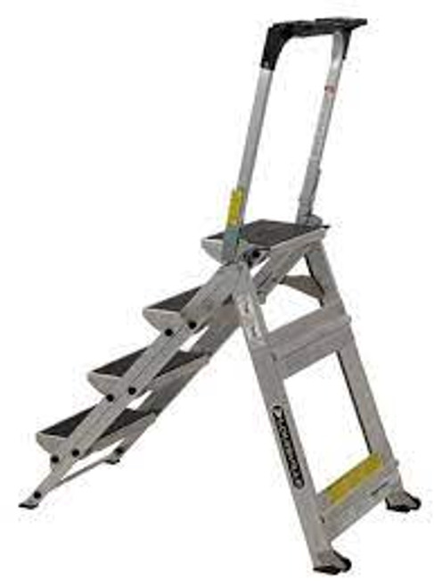 Escabeau à roues pivotantes, 4 marches, 44" x 22-3/8" x Hauteur 59" Escabeau à roues pivotantes, 4 marches, 44" x 22-3/8" x Hauteur 59"