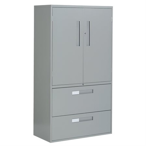 Armoire de Rangement en Acier à 3 Tablettes, 65-1/4" h x 36" la x 18" P, Gris