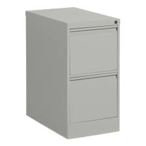 Classeur vertical en acier à 2 tiroirs, dimensions 15-1/7" la x 25" p x 29" h, couleur gris.
